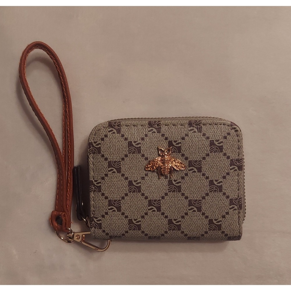 Park Avenue Collection Womens Tan & Brown Pattern Small Wallet Wristlet NWOT